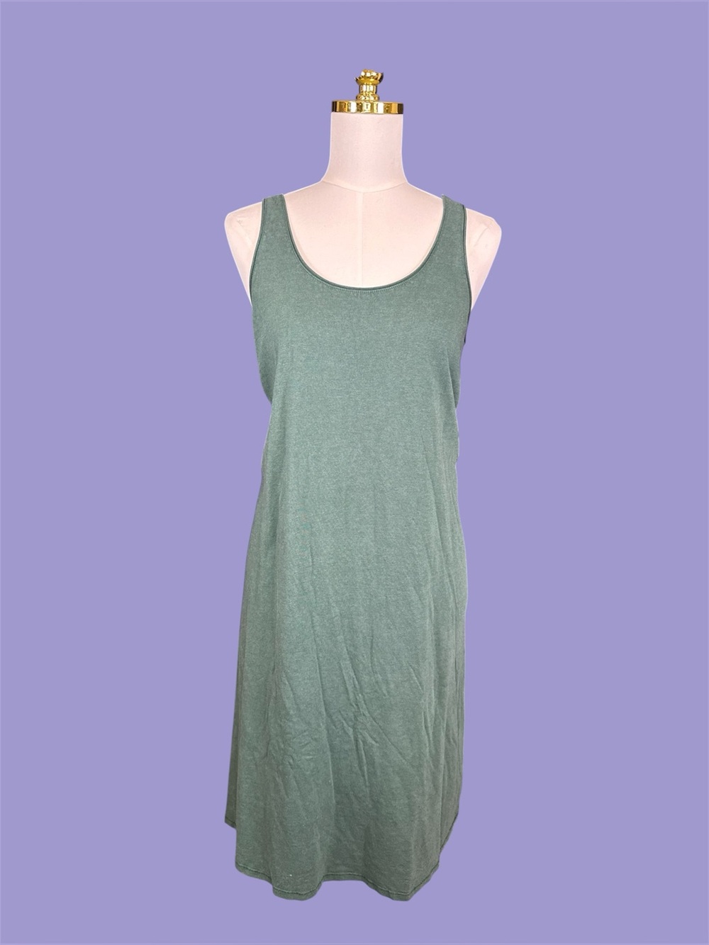 Vintage ASOS Tank Dress Tshirt Heather Green Midi Casual Basic Sleeveless Dress